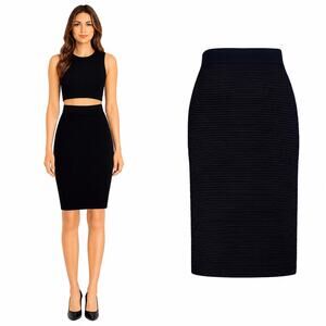 Jonathan Simkhai | Ribbed Knit Pencil Skirt Bodycon Designer Black Size Small